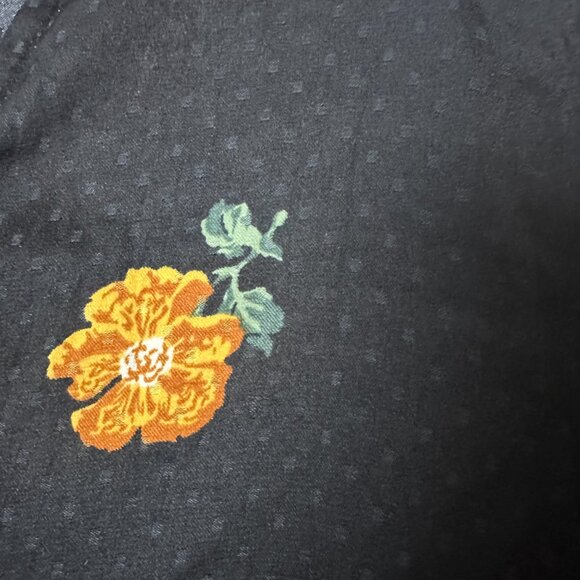 MADEWELL Black Floral Bubble-Sleeve Wrap Blouse Top "Floating Florets" Sz M - Picture 5 of 6